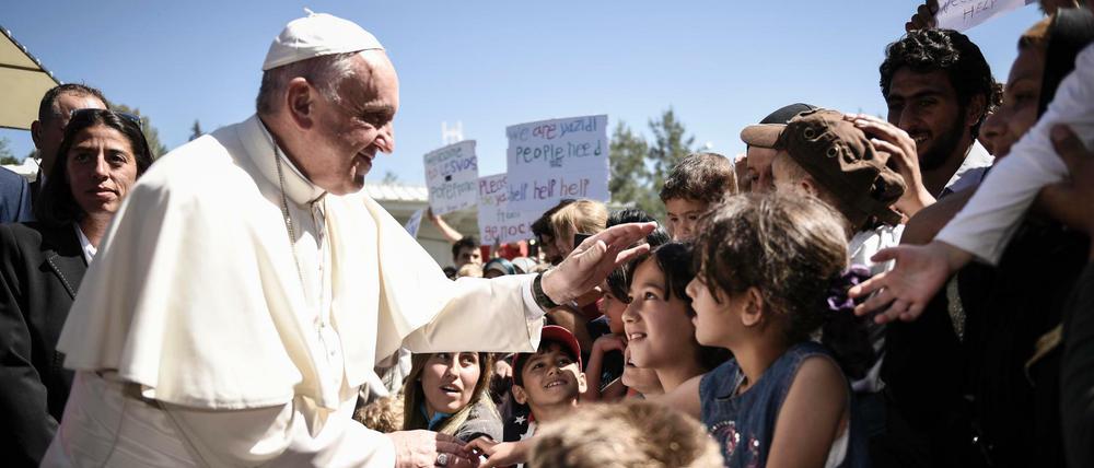 Papst Franziskus im Flüchtlingslager Moria in Griechenland