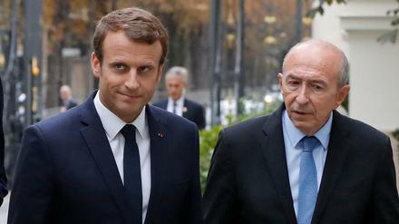 Emmanuel Macron (links), Präsident von Frankreich, und sein Innenminister Gerard Collomb.