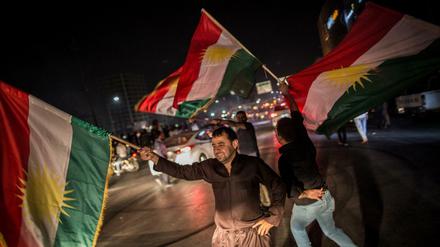 Freude schon nach Schließung der Wahllokale: Kurden im Irak feiern das Referendum für Unabhängigkeit.