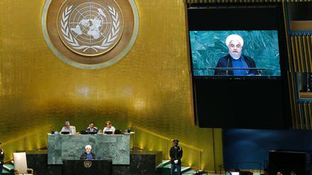Irans Präsident Hassan Ruhani vor der UN-Vollversammlung in New York City.