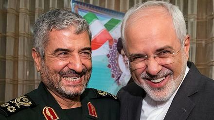 Irans Führer schließen die Reihen: Der Kommandeur der Revolutionsgarden Dschafari und Außenminister Sarif.