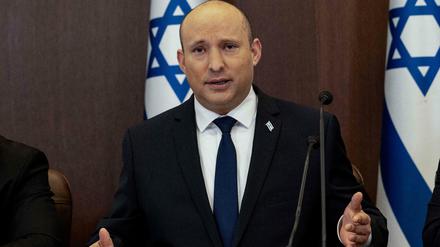Israels Premierminister Naftali Bennett während einer Kabinettssitzung. 