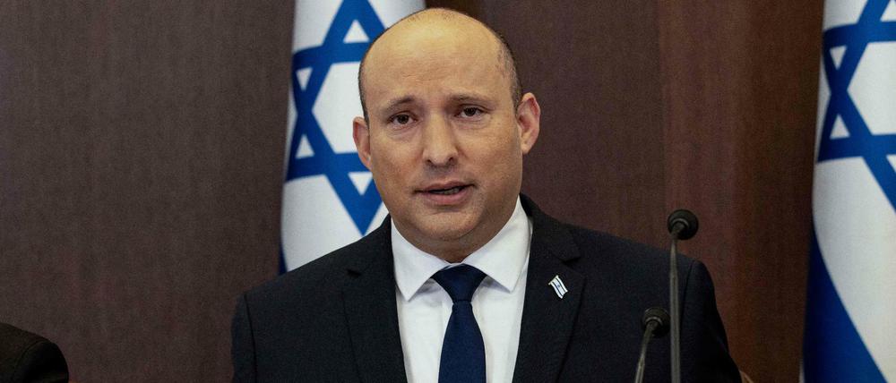 Israels Premierminister Naftali Bennett während einer Kabinettssitzung. 