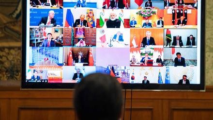 Italiens Ministerpräsident Giuseppe Conte nimmt Ende März an einer Videokonferenz der G20-Regierungschefs teil.