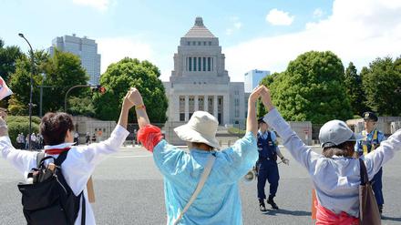Der Kampf um das japanische Parlament dürfte schwieriger werden. Die Atomkatastrophe in Fukushima hat auch in Japan die Zivilgesellschaft stärker gemacht. Demonstrationen wie hier gegen einen amerikanischen Militärstützpunkt, gibt es seither viel öfter und mit mehr Teilnehmern. 