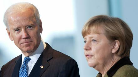 Man kennt sich, man schätzt sich: 2013 empfing Kanzlerin Angela Merkel den damaligen Vizepräsidenten Joe Biden in Berlin.