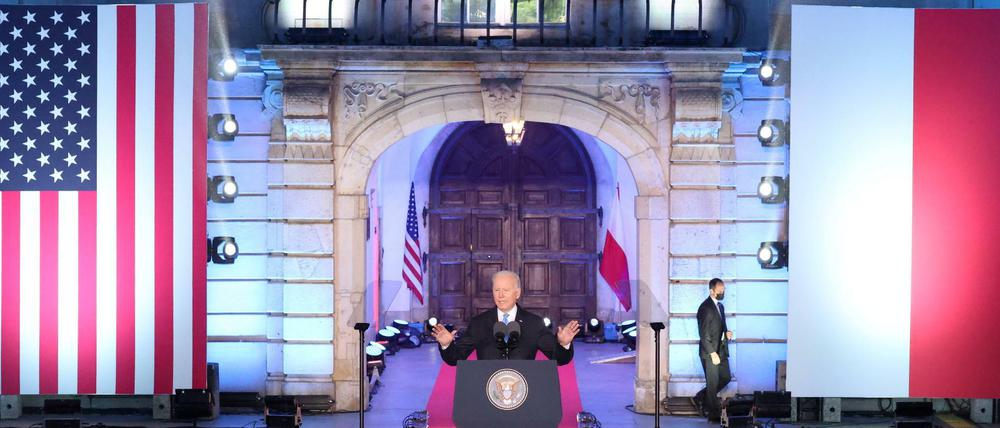 US-Präsident Joe Biden bei seiner Rede im Warschauer Königspalast.