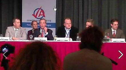 Redner Nigel Farage bei der Veranstaltung der Jungen Alternative (JA) in Köln