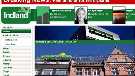 Auf ihrer Webseite berichtet die "Jyllands-Posten" über den offenbar geplanten Anschlag auf das Redaktionsgebäude.