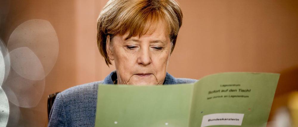 Angela Merkel am Mittwoch zu Beginn der Sitzung des Bundeskabinetts im Kanzleramt.