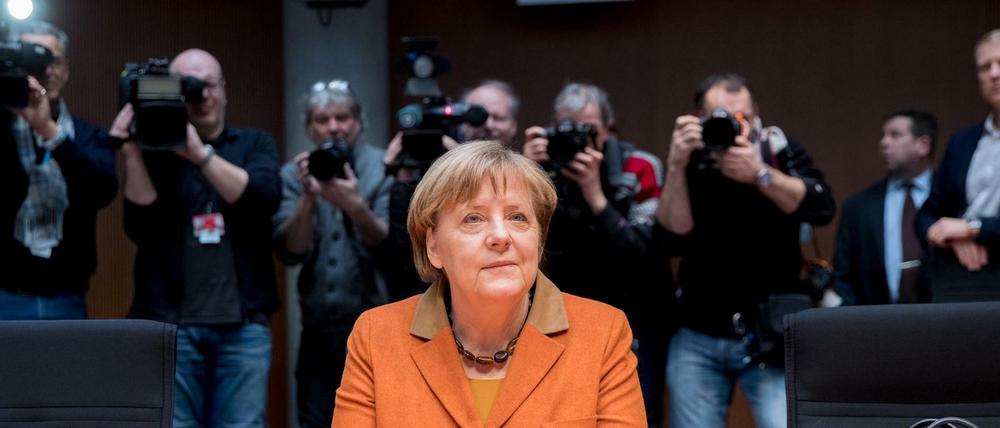 Bundeskanzlerin Angela Merkel (CDU) vor ihrer Befragung im NSA-Untersuchungsausschuss.