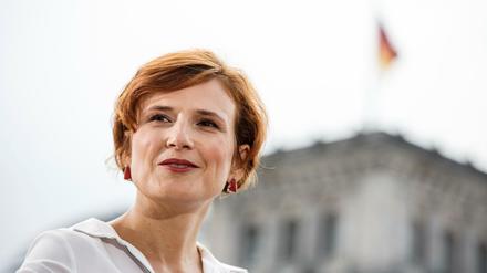 Katja Kipping, Vorsitzende der Partei Die Linke, beim Sommerinterview der ARD am 2. September.
