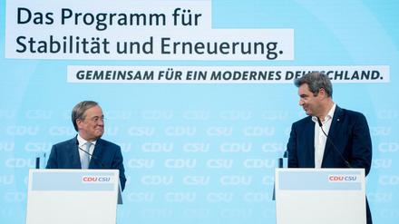 Armin Laschet, CDU-Chef und Kanzlerkandidat, und der CSU-Vorsitzende Markus Söder