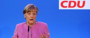 Die Bundeskanzlerin und CDU-Vorsitzende Angela Merkel spricht vor der Klausurtagung des CDU-Bundesvorstandes in Mainz über die Übergriffen von Köln.
