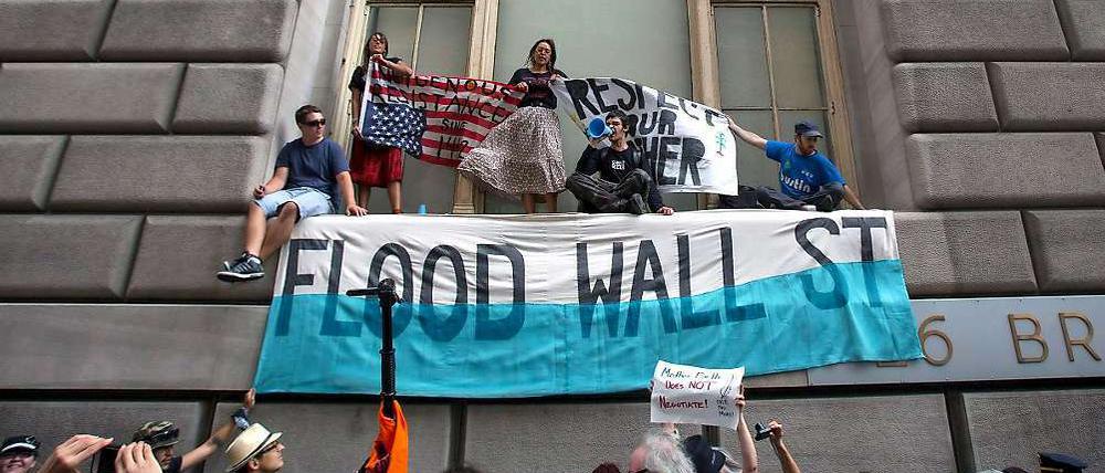 Demonstranten in New York vor dem Klimagipfel am Mittwoch.