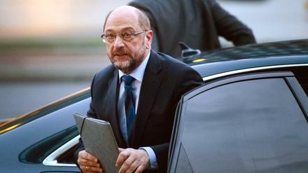 Martin Schulz, Parteivorsitzender der SPD, kommt am Sonntag in Berlin zu den Koalitionsverhandlungen in das Konrad-Adenauer-Haus. 