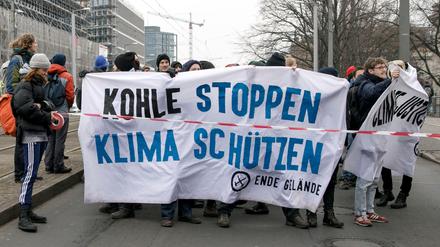 Kohlegegner bei einer Demonstration am Freitag in Berlin.