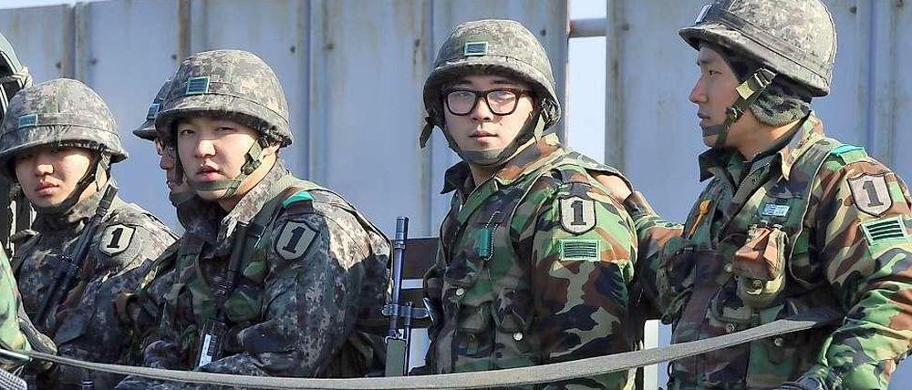 Einsatzbereit: Südkoreanische Soldaten nahe der Grenze zum Norden