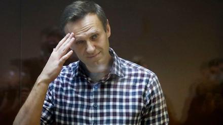 Alexej Nawalny während eines Gerichtsprozesses im Februar. Mittlerweile ist er zum zweiten Mal ins Straflager Pokrow verlegt worden.