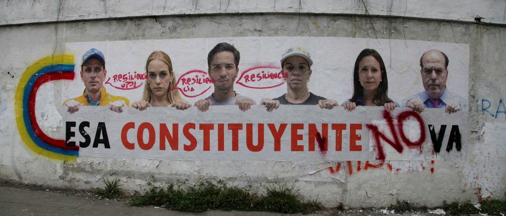 Protestplakat gegen die verfassungsgebende Versammlung in Caracas. 
