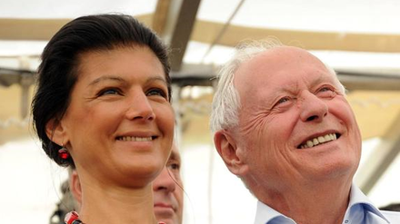 Linken-Politiker Sahra Wagenknecht, Oskar Lafontaine im Juli 2016 beim Sommerfest der Linkspartei in Saarbrücken.
