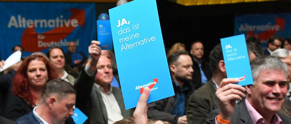 Delegierte auf dem Landesparteitages der AfD in Frankfurt/Oder.