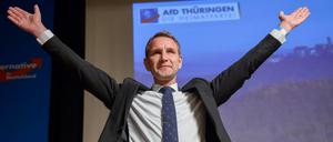 Björn Höcke nach seiner Rede auf der Landeswahlversammlung der AfD in Arnstadt in Thüringen. 