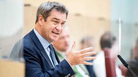Immer vorneweg. Bayerns Ministerpräsident Markus Söder gibt während der Sitzung des bayerischen Landtags seine Regierungserklärung zur Klimaschutzpolitik ab. 