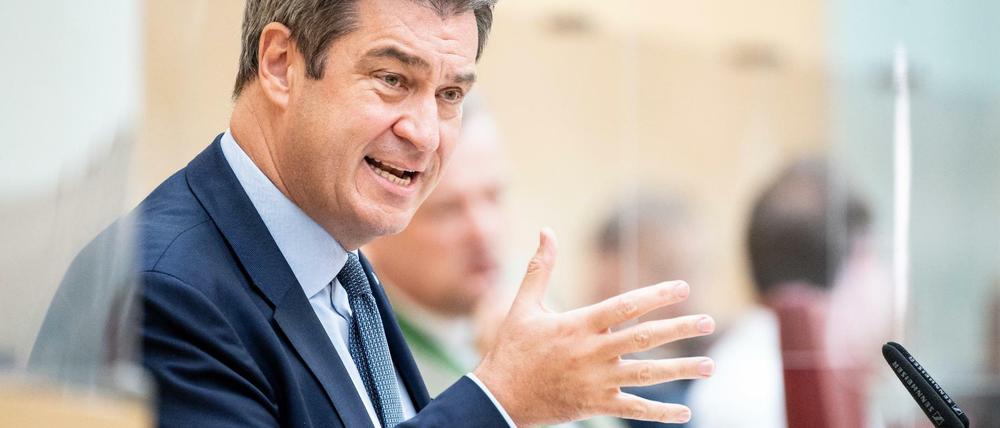 Immer vorneweg. Bayerns Ministerpräsident Markus Söder gibt während der Sitzung des bayerischen Landtags seine Regierungserklärung zur Klimaschutzpolitik ab. 