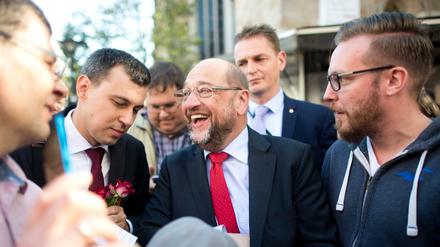 Der SPD-Vorsitzende Martin Schulz bei einer Wahlkampfveranstaltung der SPD in Hildesheim (Niedersachsen)