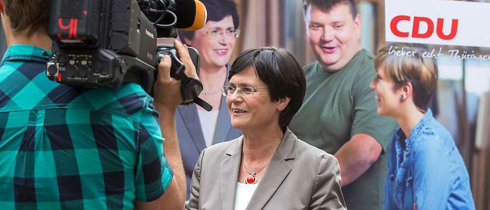 Christine Lieberknecht (CDU), Ministerpräsidentin von Thüringen, im Wahlkampf