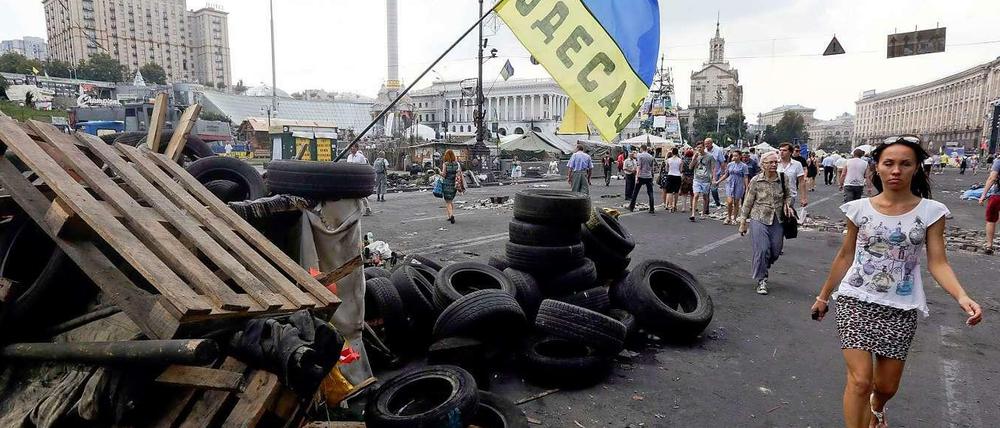 Der Maidan in Kiew am Freitag, ein Tag nach den Unruhen