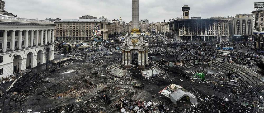 Komplett verwüstet: Der Maidan am 20. Februar 2014. 