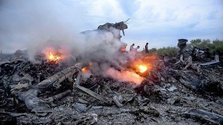 Trümmer der abgestürzten Passagiermaschine in der Ukraine.