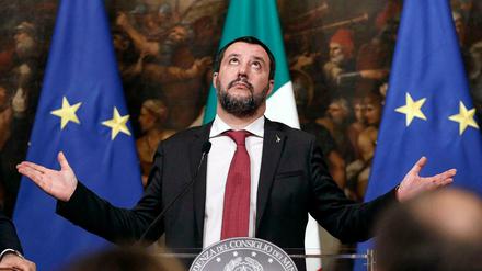 Matteo Salvini, Innenminister von Italien, während einer Pressekonferenz. 