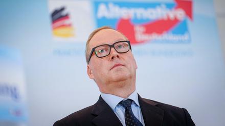 Max Otte, ehemaliger Vorsitzender der Werteunion und CDU-Parteimitglied, auf einer Pressekonferenz der AfD in Berlin.