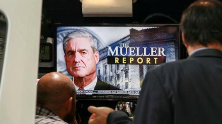 Journalisten verfolgen am 18. April 2019 die Berichterstattung über den Mueller-Bericht. 