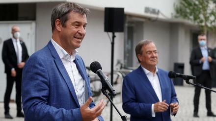 CSU-Chef Markus Söder und CDU-Chef Armin Laschet demonstrierten am Sonntag Geschlossenheit.