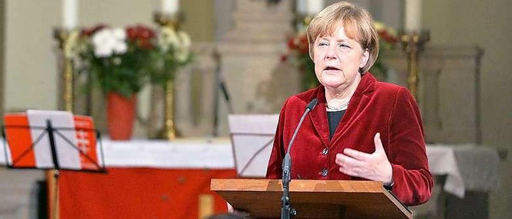 Bundeskanzlerin Angela Merkel am Freitag in Templin.