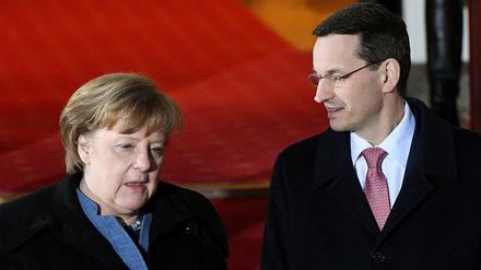 Bundeskanzlerin Angela Merkel (CDU) und Polens Ministerpräsident Mateusz Morawiecki in Warschau.