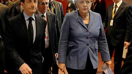 Nicolas Sarkozy und Angela Merkel in Brüssel.