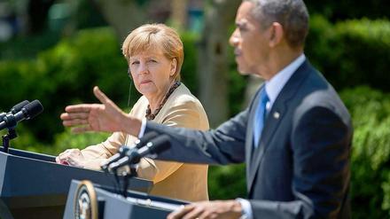 Transatlantische Einigkeit? Angela Merkel und Barack Obama bei der Pressekonferenz nach ihrem Gespräch im Weißen Haus. 