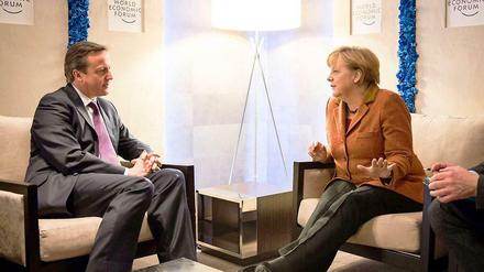 David Cameron und Angela Merkel beim Weltwirtschaftsforum in Davos.