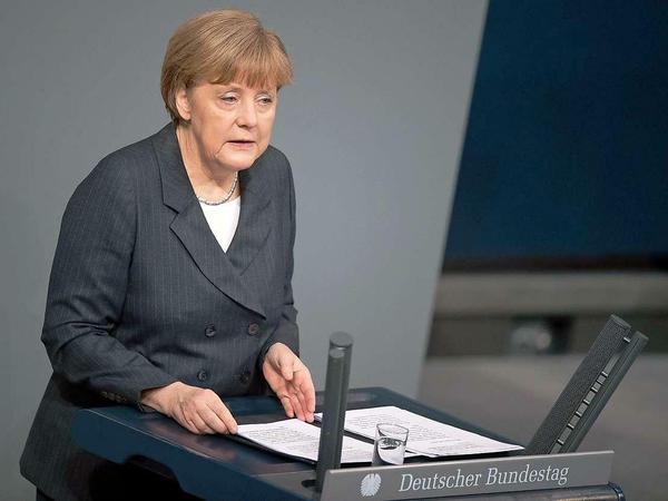 Angela Merkel bei ihrer Regierungserklärung am Donnerstag im Bundestag.