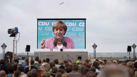 Kanzlerin Merkel auf Wahlkampftour in an der Ostsee.