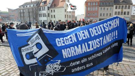 Demonstration gegen Neonazis im März in Merseburg (Sachsen-Anhalt)