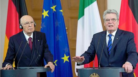 Sein letzter Staatsbesuch: Italiens Präsident Giorgio Napolitano und Bundespräsident Joachim Gauck in dieser Woche in Berlin