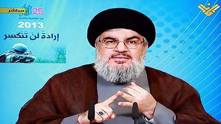 Hisbollah-Chef Hassan Nasrallah bei einer TV-Ansprache am Samstag.