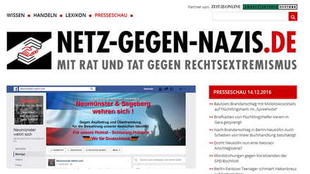 Internetauftritt von "Netz gegen Nazis"