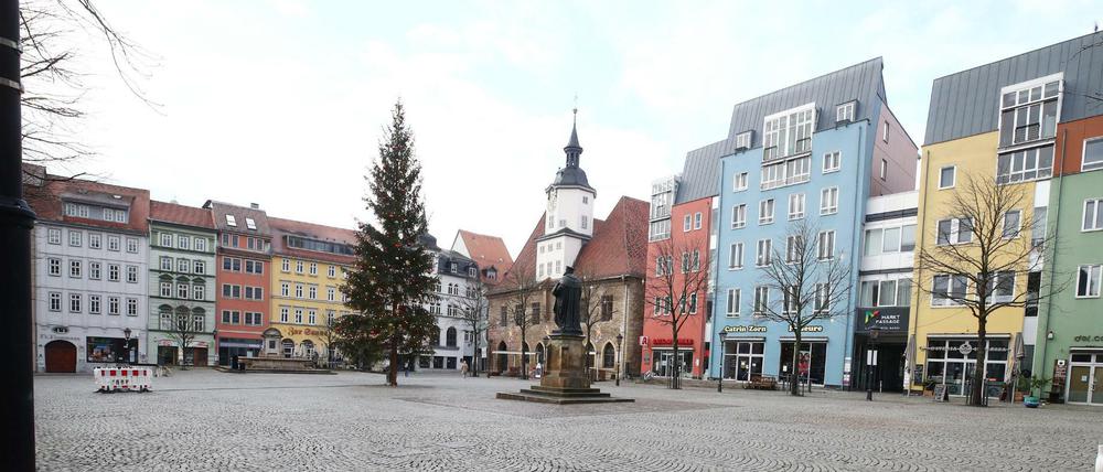 Der Marktplatz von Jena am Neujahrstag.